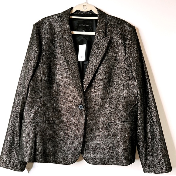 NWT Banana Republic Bronze & Black Metallic Blazer SZ 20 - Picture 2 of 9